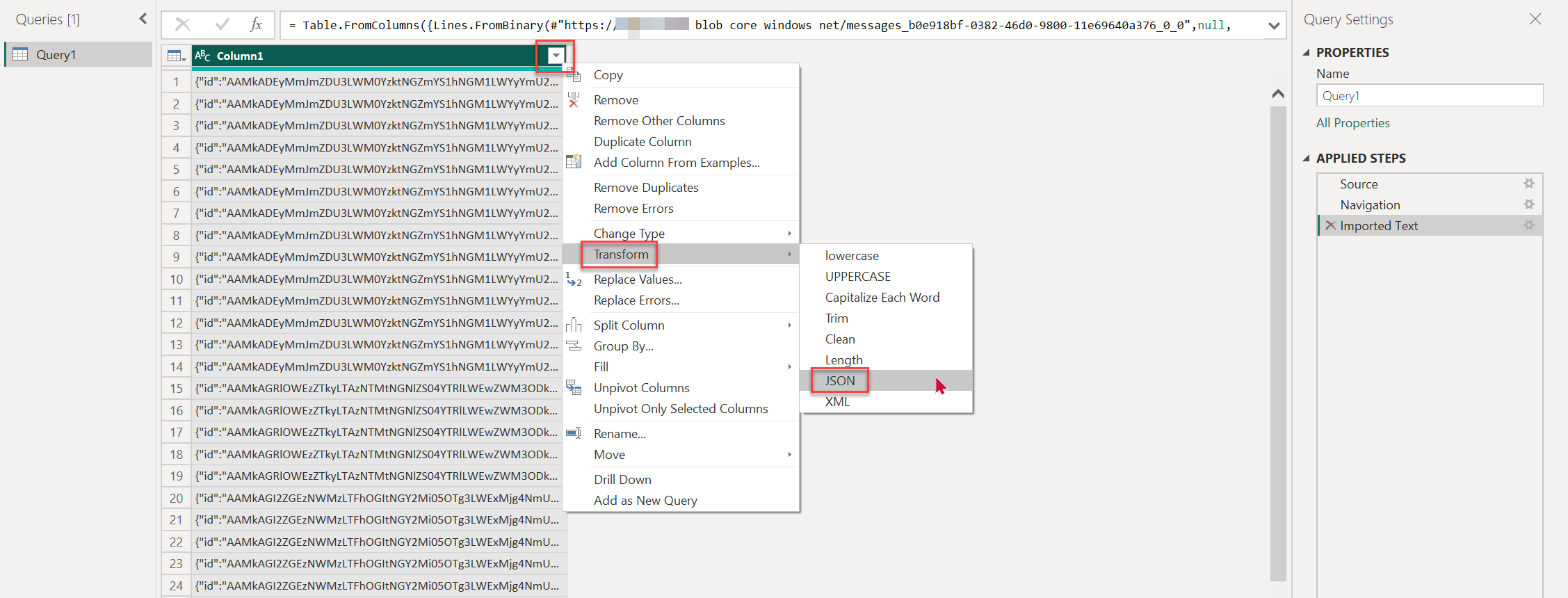 Screenshot: Erweitern der Datenspalten in Power BI