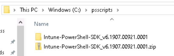 Screenshot: Ordnerstruktur des Intune PowerShell SDK nach dem Extrahieren