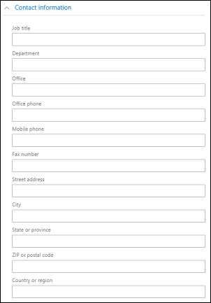 Berufsbezeichnung, Abteilung, Büro, Bürotelefon, Mobiltelefon, Faxnummer, Straße, Stadt, Bundesland oder Provinz, Postleitzahl oder Postleitzahl, Land oder Region Berufsbezeichnung, Abteilung, Büro, Bürotelefon, Mobiltelefon, Faxnummer, Straße, Stadt, Bundesland oder Provinz, Postleitzahl oder Postleitzahl, Land oder Region