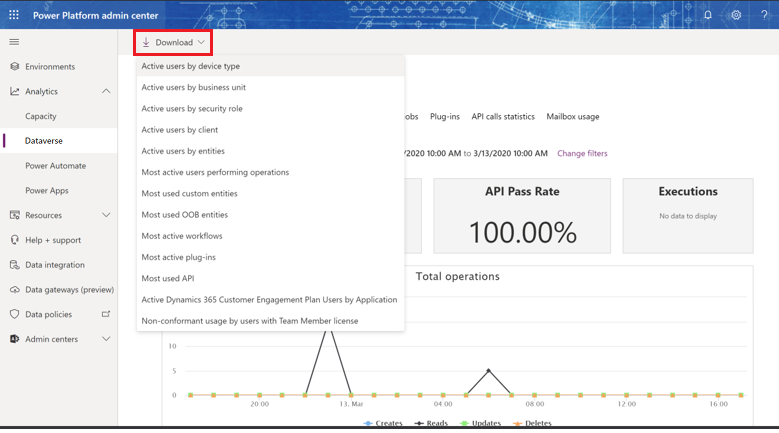 Dataverse Analyse Download Abschnitt.