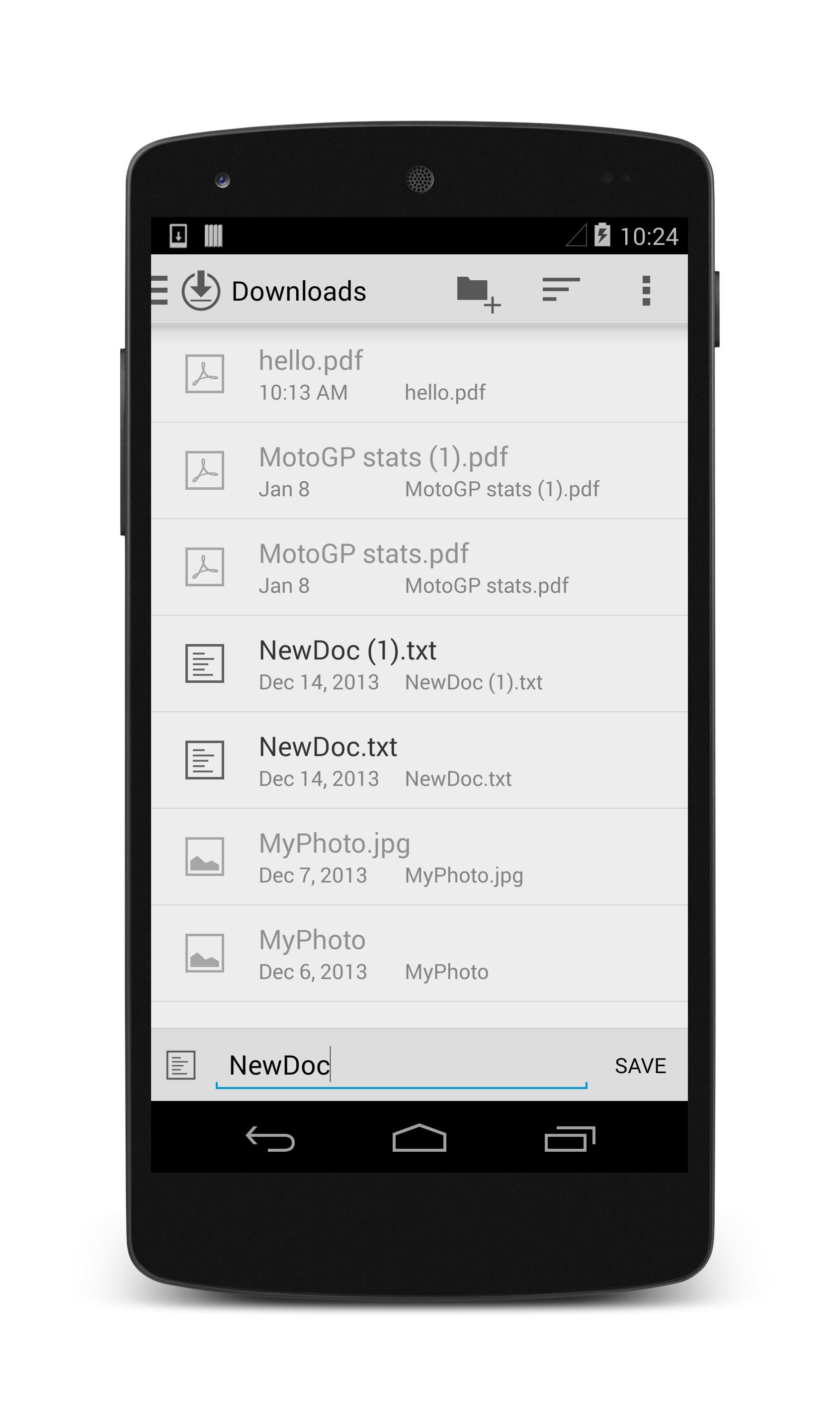 Screenshot der Änderung des Dateinamens in „NewDoc“ im Verzeichnis „Downloads“ durch einen Benutzer