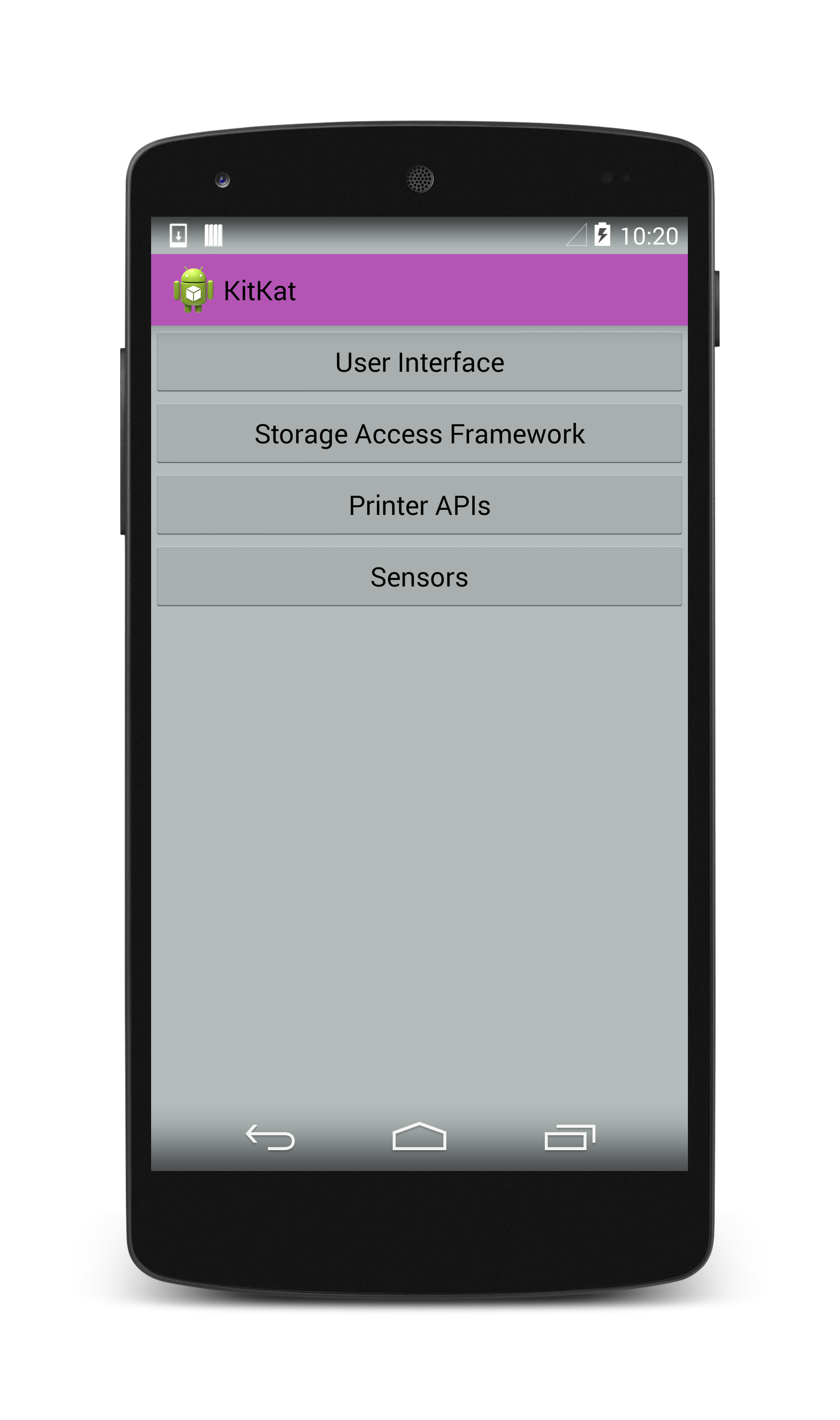 Beispielscreenshot der App durchsichtigen Status- und Navigationsleisten