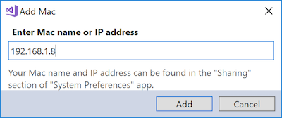 Eingabe der IP-Adresse des Mac Eingeben der IP-Adresse des Mac