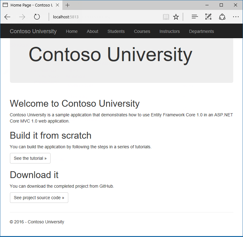 Contoso University-Startseite