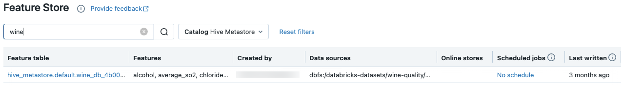 Beispiel für die Featuresuche