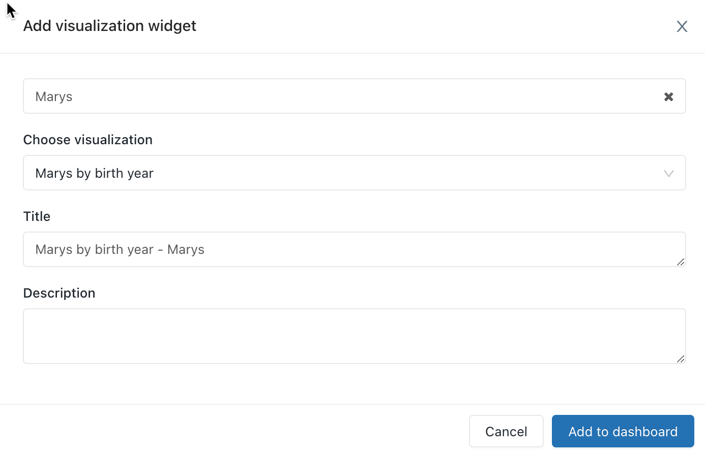 Zum Dashboard hinzufügen