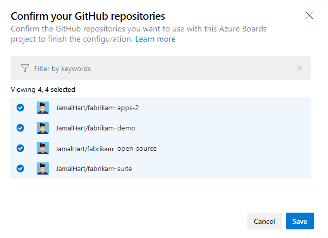 Confirm your GitHub repositories