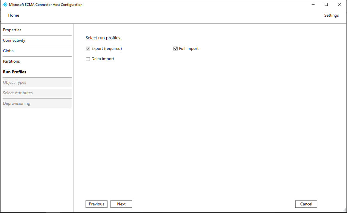 Screenshot: Seite „Ausführungsprofile“