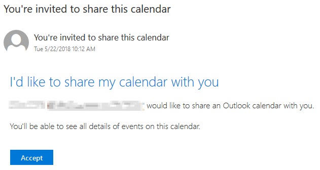 Screenshot, der das Öffnen eines freigegebenen Kalenders in Outlook im Web zeigt.
