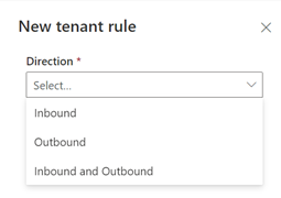 Wählen Sie die Richtung für die neue Mandantenregel aus.