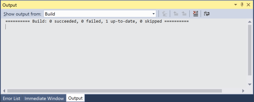 Screenshot of Output window in Visual Studio.