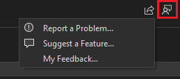 Screenshot of Send Feedback menu in Visual Studio.
