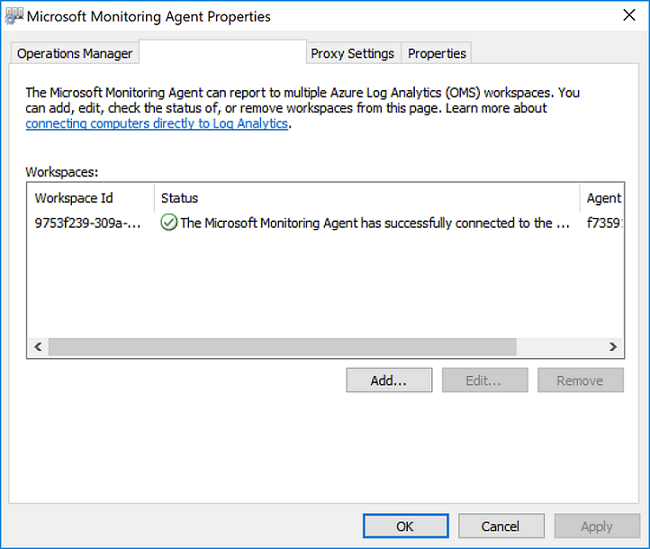 MMA-Verbindungsstatus mit Log Analytics