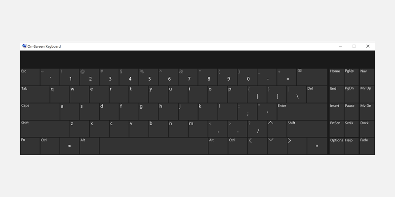 the on-screen keyboard