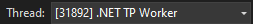 Screenshot des aktuellen Threads in der Debugsymbolleiste.