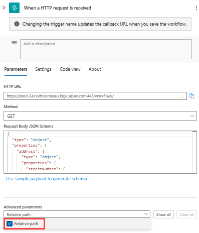 Screenshot zeigt Verbrauchsworkflow, Anforderungsauslöser und hinzugefügte Eigenschaft namens 