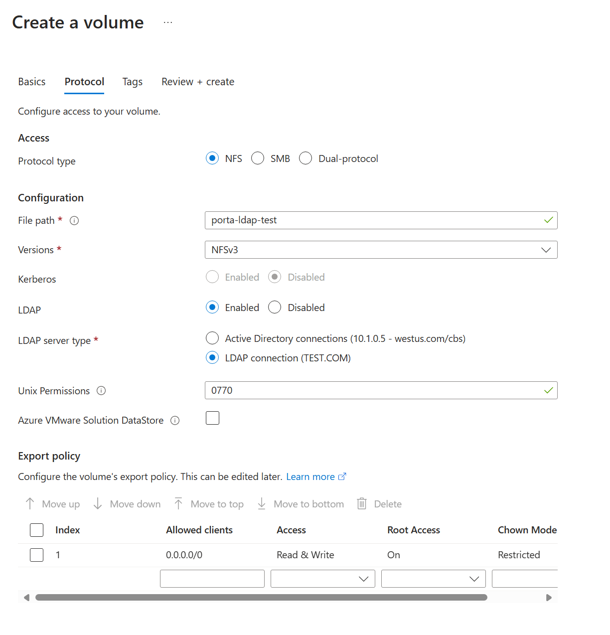 Angeben des NFS-Protokolls