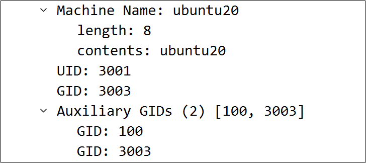 Abbildung der Beispielpaketerfassung mit Anmeldeinformationen.