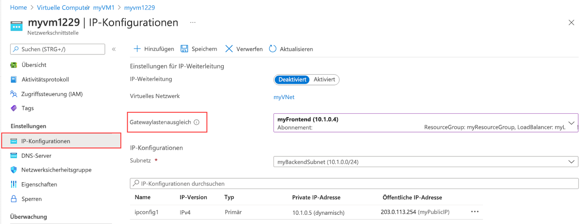 Screenshot der IP-Konfiguration der Netzwerkkarte.