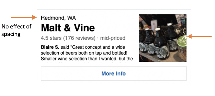 Element, bei dem „spacing“ keine Auswirkung hat