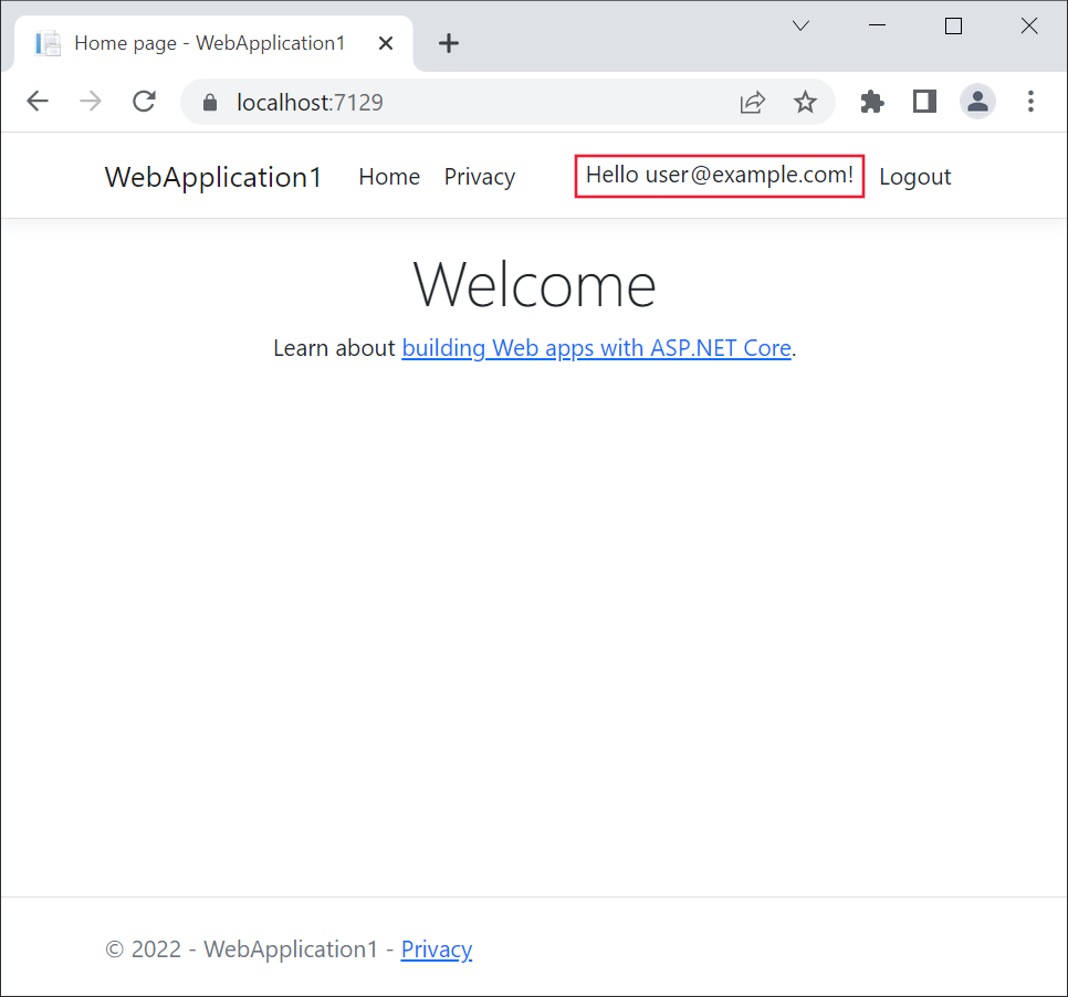 Die Webanwendung wird in Microsoft Edge geöffnet. Der Link 