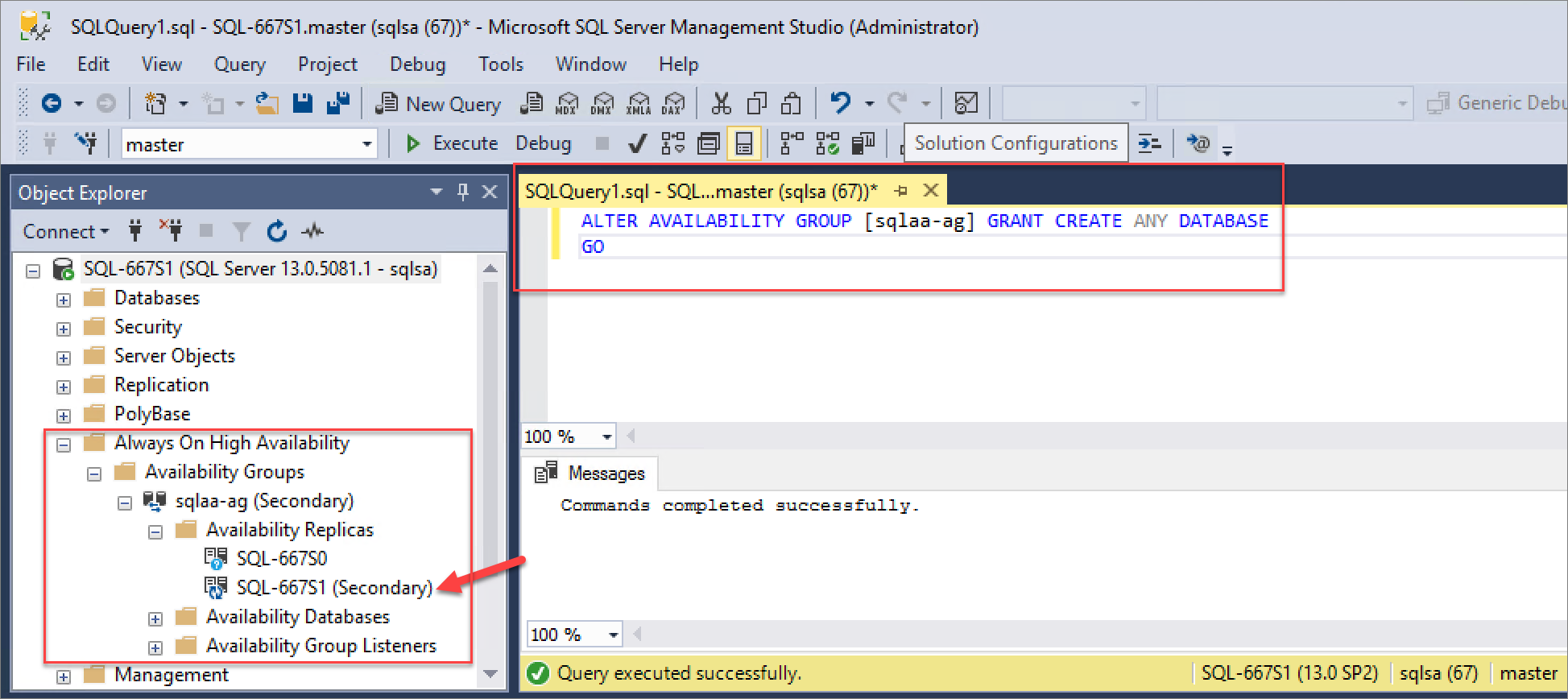 Skript für die sekundäre SQL Server-Instanz