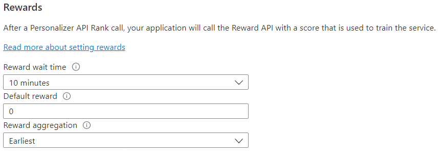 Configure the reward values for the feedback loop