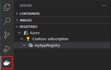 Screenshot mit dem Wert „Registrierungen“ und erweitertem Azure