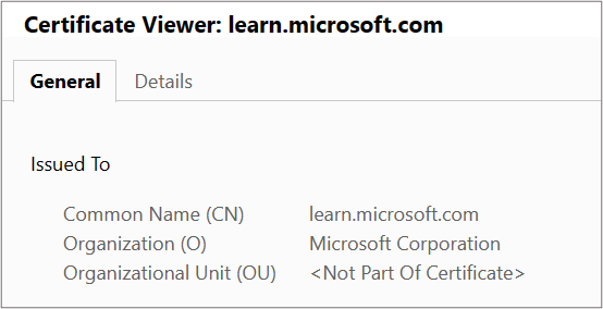 Screenshot: Bereich mit Zertifikatdetails in einem Browser