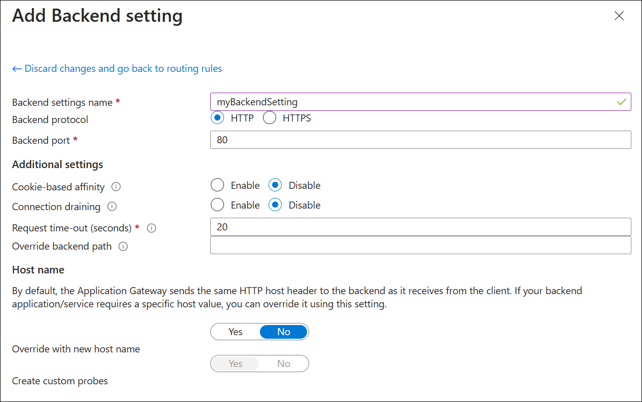 Screenshot: Neues Anwendungsgateway erstellen: Back-End-Einstellung.