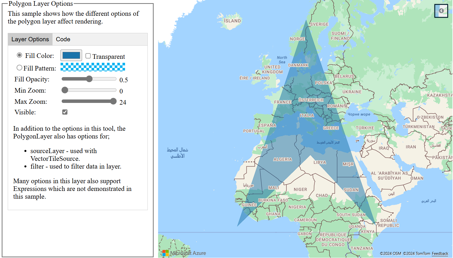 Ein Screenshot des Tools „Polygonebenenptionen“.