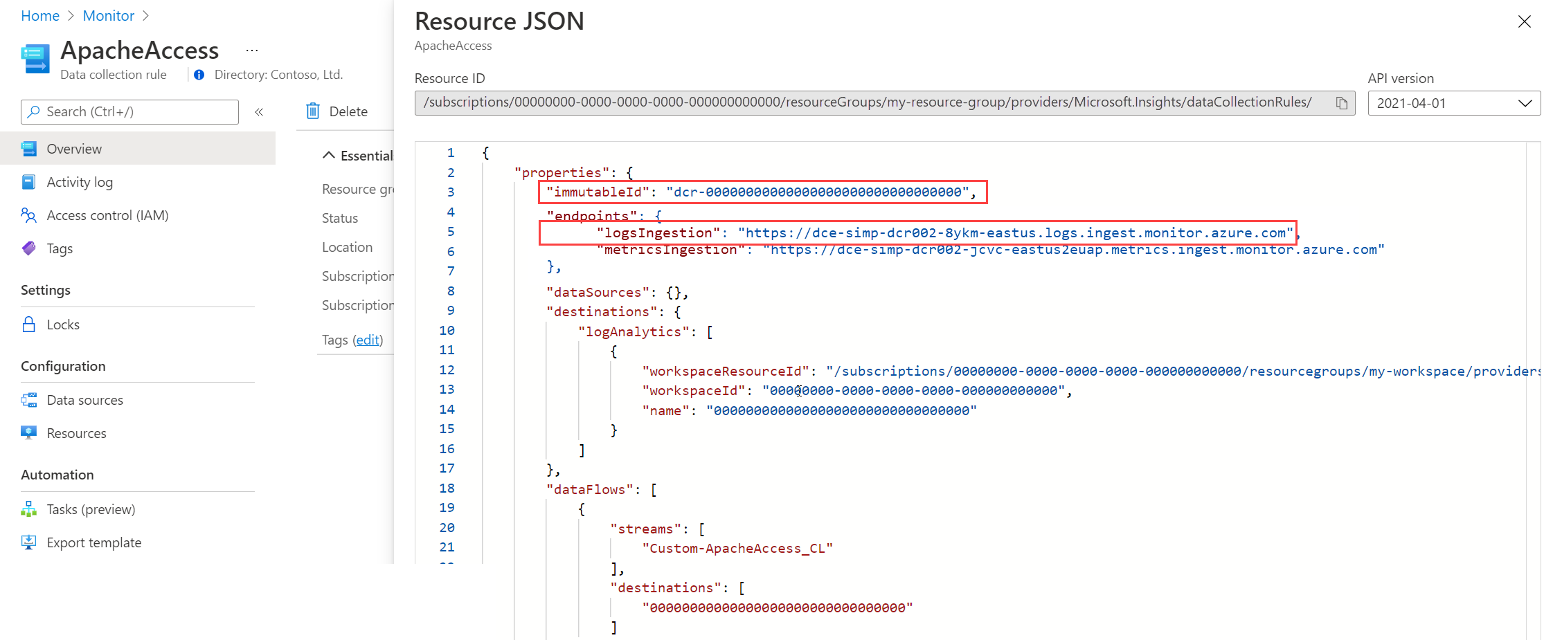 Screenshot der Erfassung der unveränderlichen ID aus der JSON-Ansicht