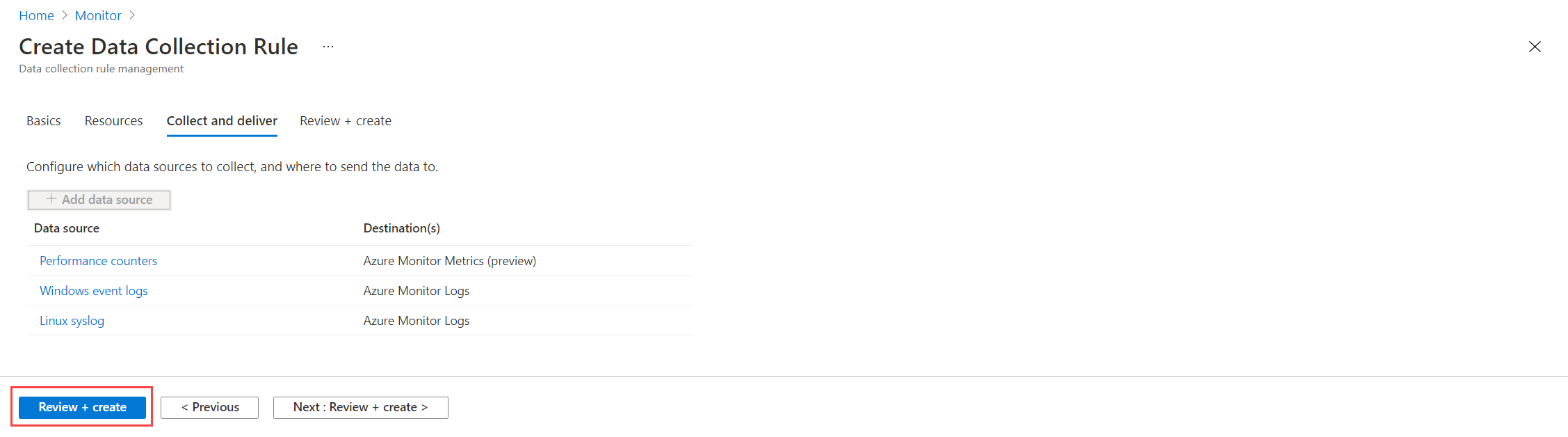 Screenshot: Speichern der Datensammlungsregel.