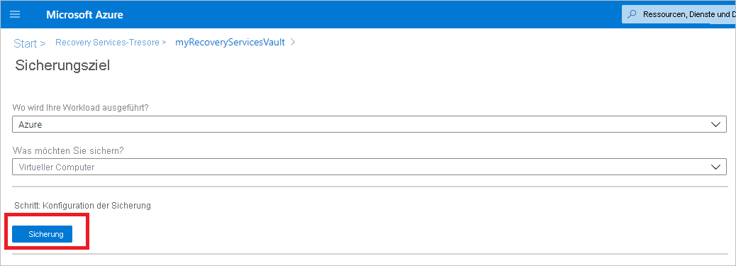 Screenshot des Szenariobereichs.