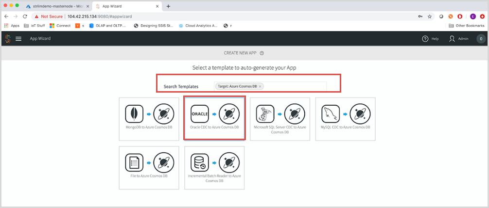 Auswählen von „Oracle CDC to Azure Cosmos DB“