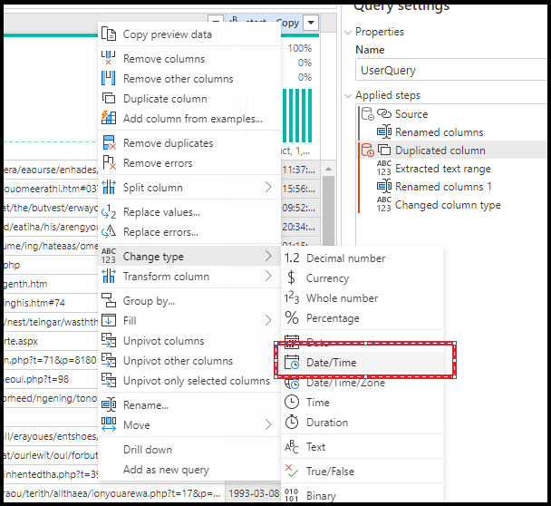 Power Query Änderungstyp