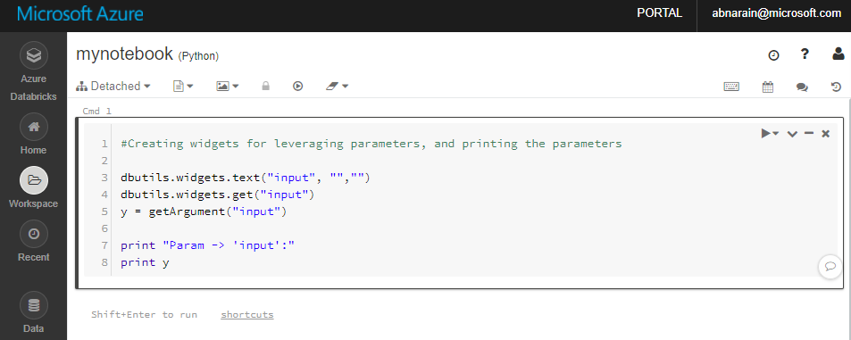 Screenshot: Erstellen von Widgets für Parameter
