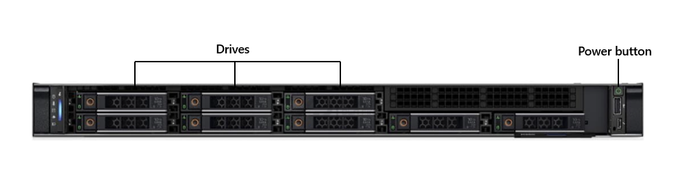 Foto der Vorderseite von Dell PowerEdge R350.