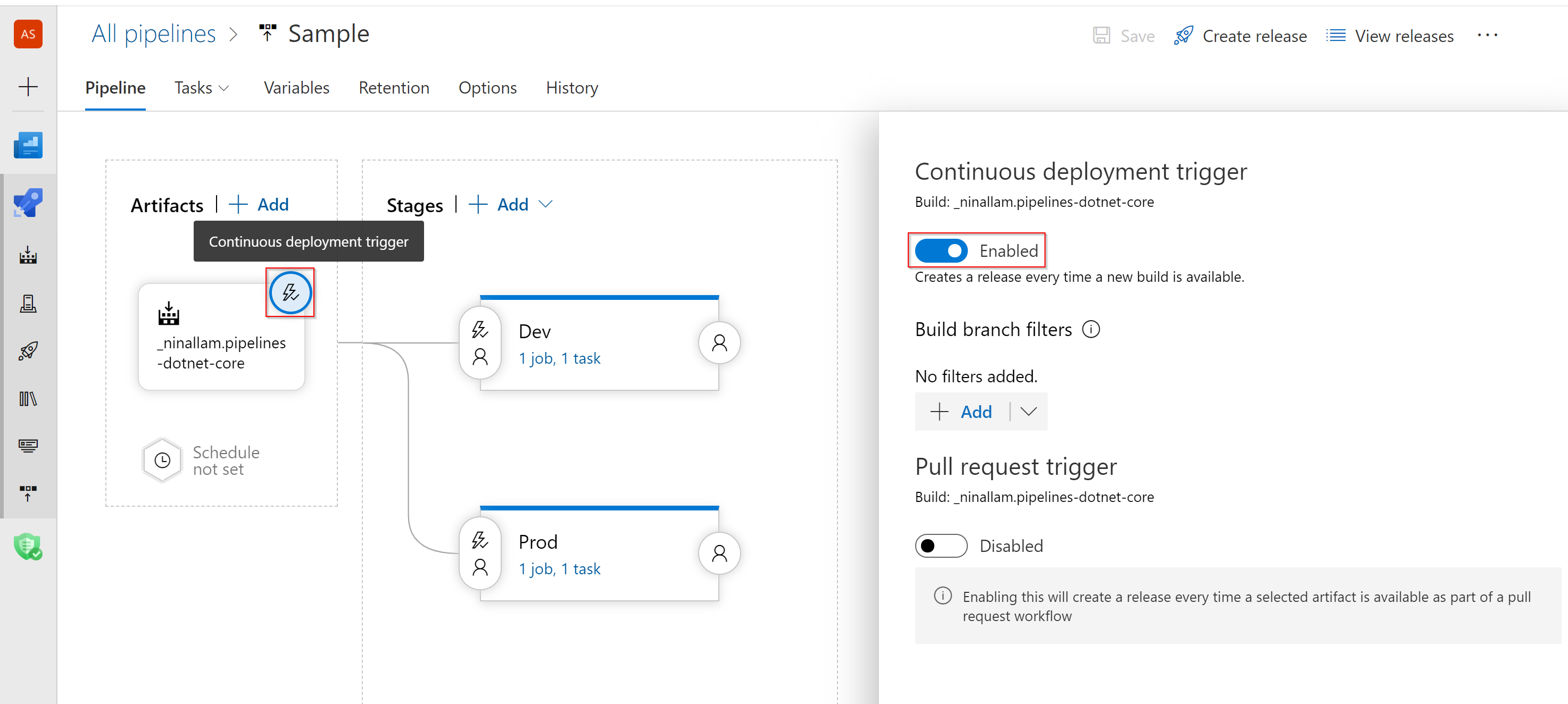 Aktivieren des Continuous Deployment-Triggers