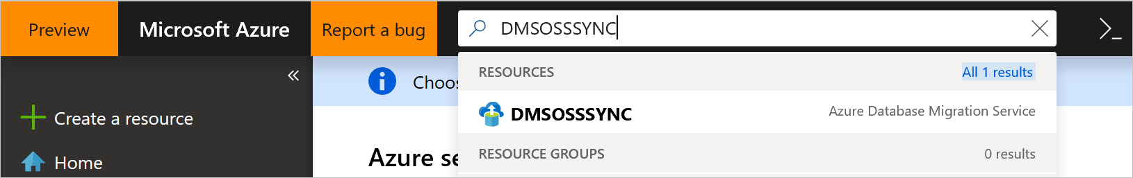 Screenshot von Verwenden des Suchbereichs im Azure-Portal.