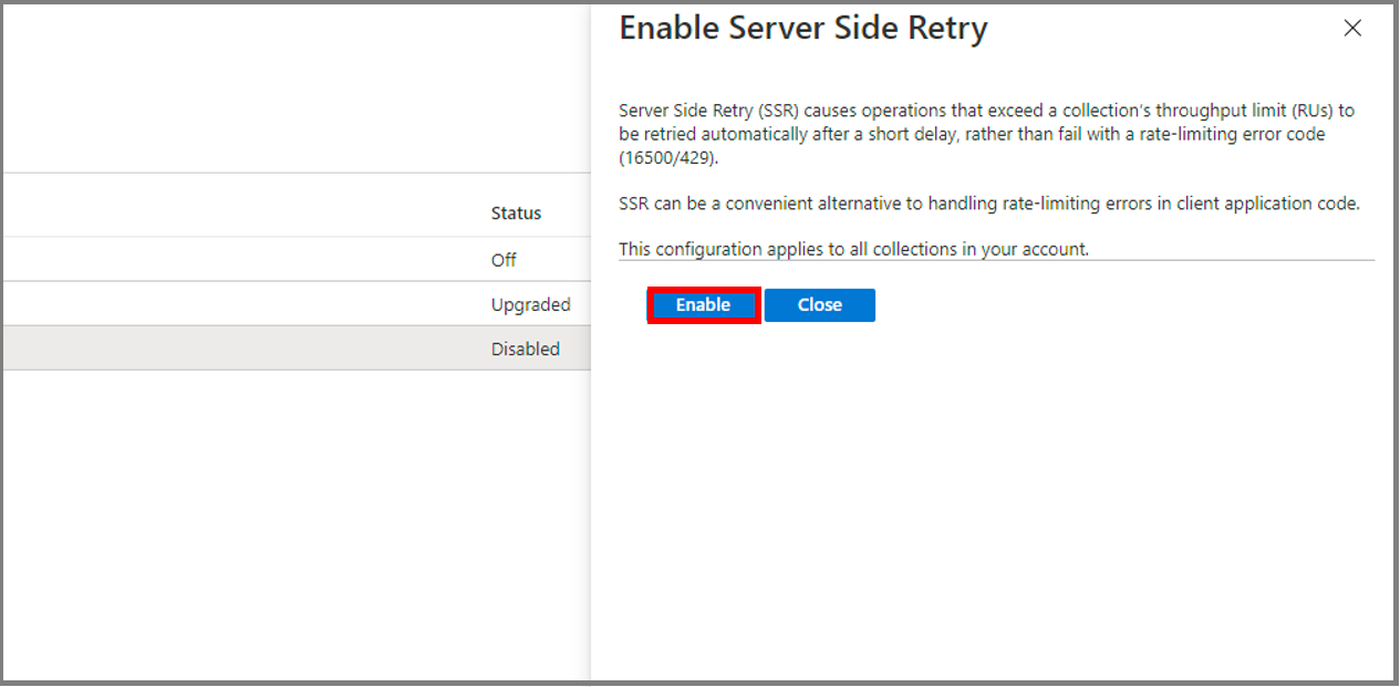 Screenshot: Aktivieren der serverseitigen Wiederholung von MongoDB