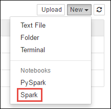 Erstellen eines neuen Spark Jupyter Notebooks.