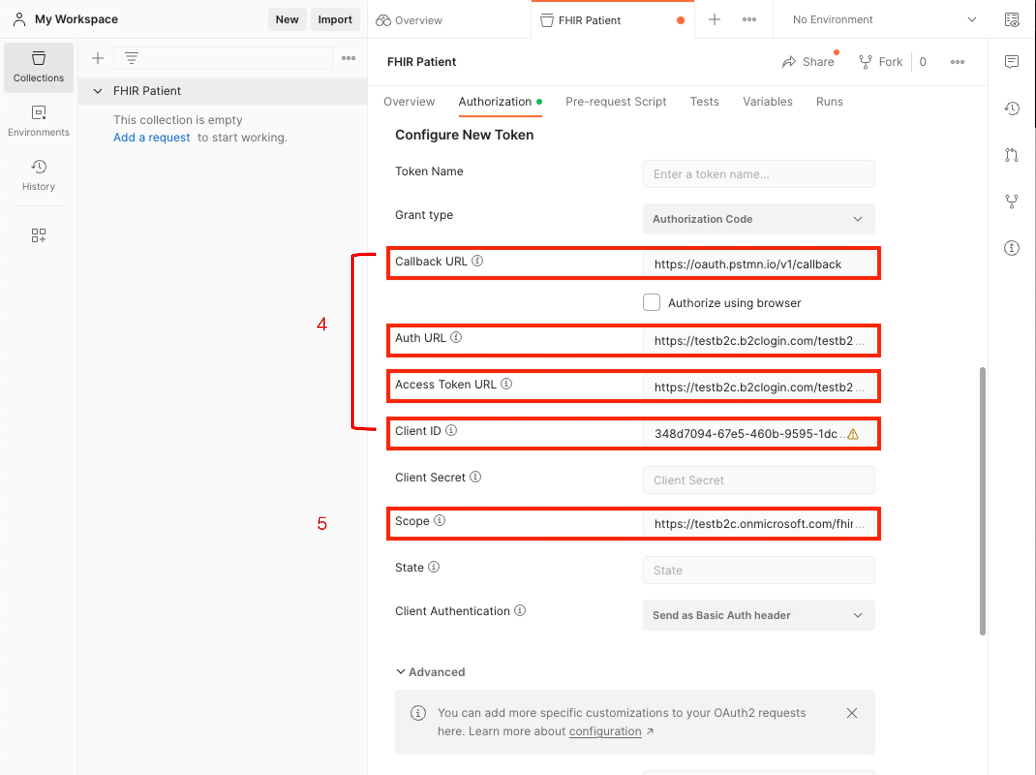 Screenshot der Postman-URLs.