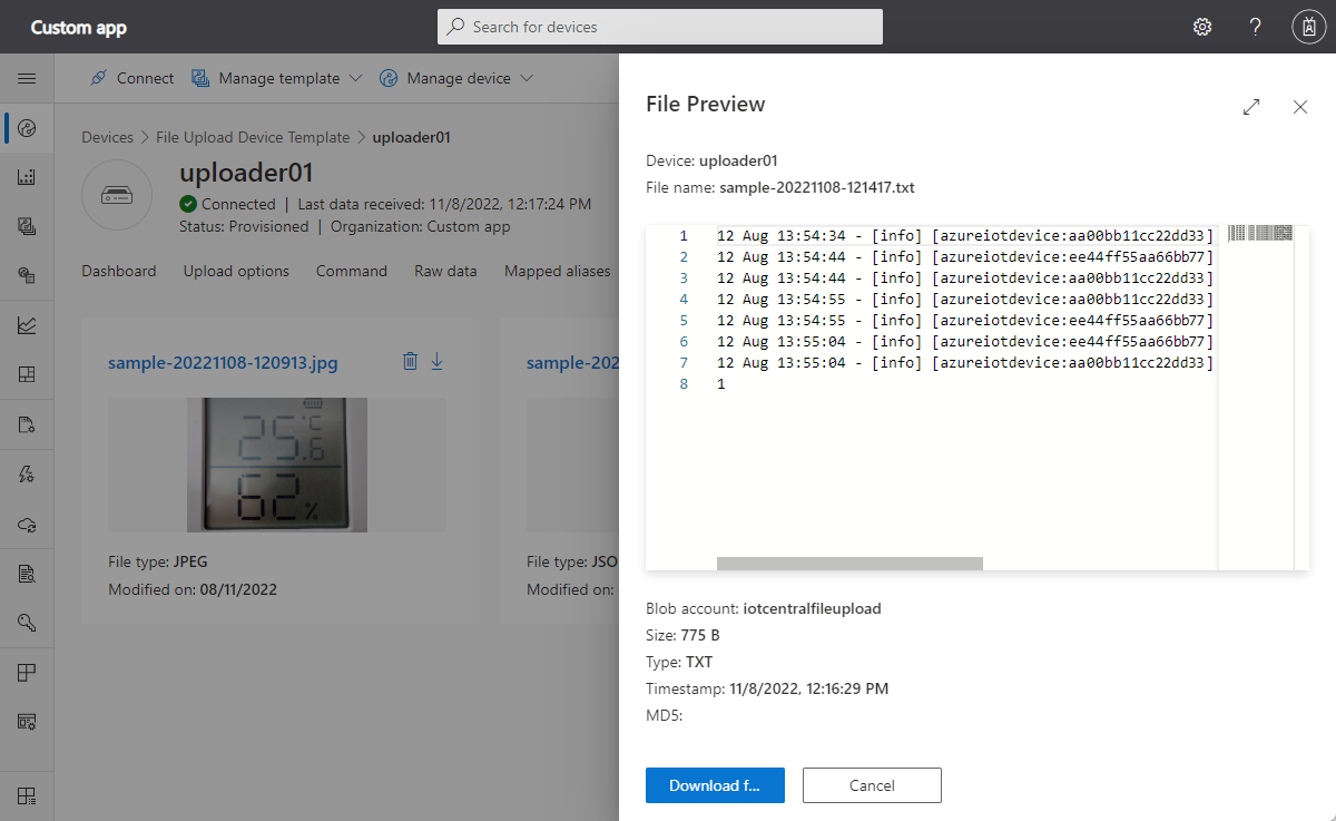 Screenshot der Vorschau einer Textdatei.