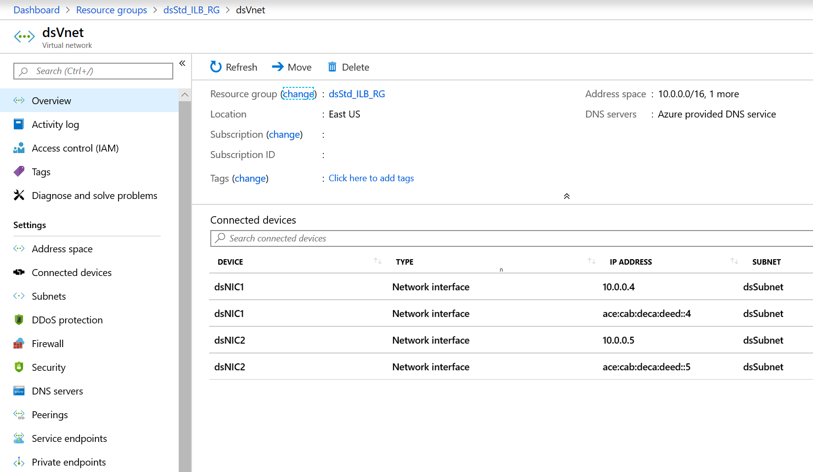 Virtuelles IPv6-Netzwerk mit dualem Stapel und interner Load Balancer Standard-Instanz
