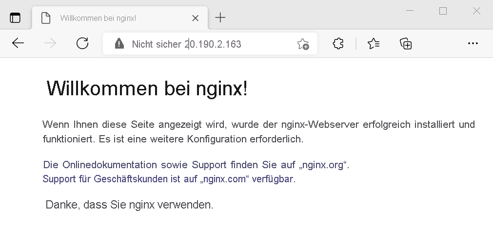 Screenshot: Testen des NGINX-Webservers