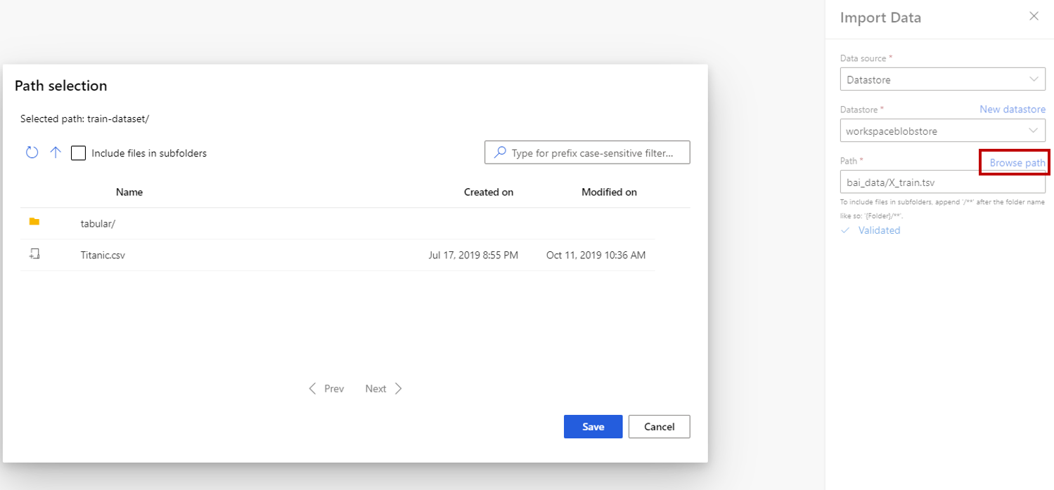 Screenshot: Link „Pfad durchsuchen“, der das Dialogfeld für die Pfadauswahl öffnet.