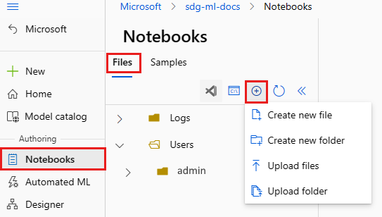 Create or upload your setup script to Notebooks file in studio