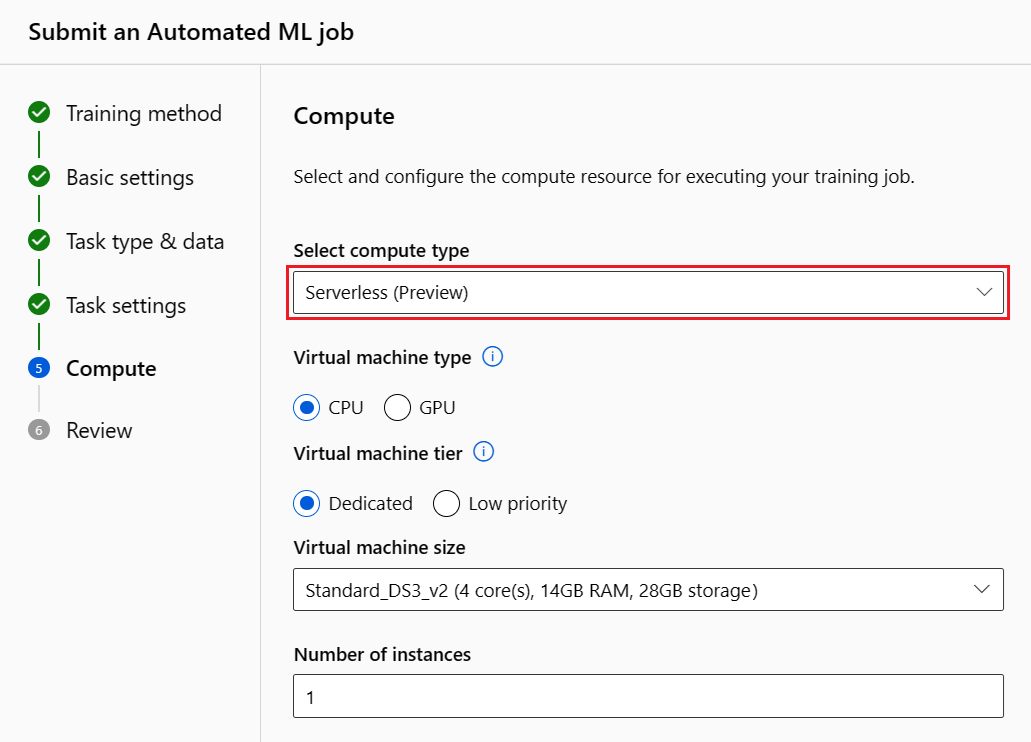 Serverless compute selection