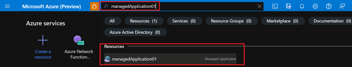 Screenshot: Suchen nach einer verwalteten Anwendung.